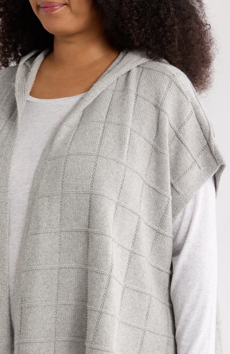 Eileen Fisher Hooded Open Front Cotton & Recycled Cashmere Poncho, Alternate, color, Dark Pearl