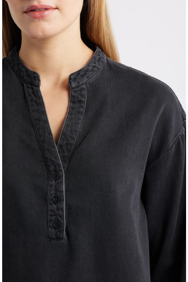 Shirred Cotton-Blend Denim Top, Alternate, color, NOCTURNE NIGHT WASH