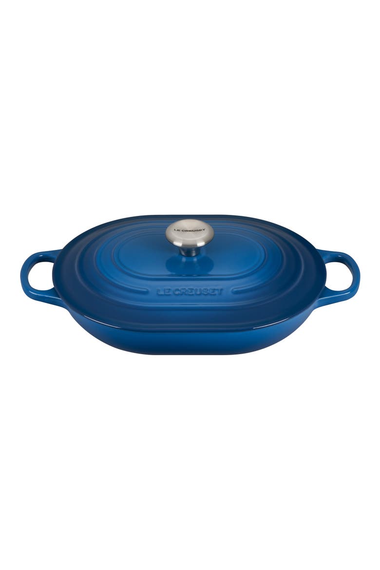 3.75-Quart Oval Enameled Cast Iron Casserole, Main, color, MARSEILLE