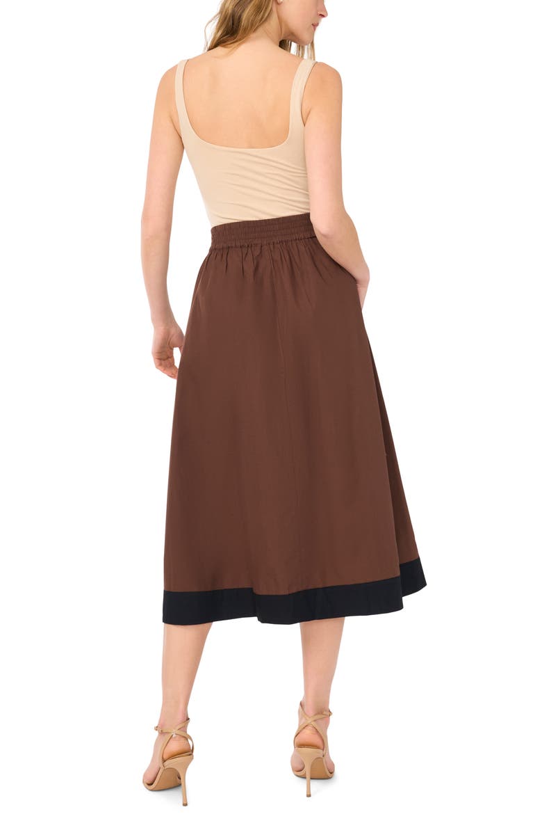 Embroidered Hem Cotton Midi Skirt, Alternate, color, SHAVED CHOCOLATE