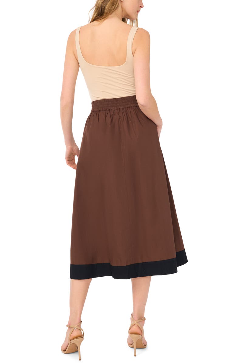 Parker Embroidered Hem Cotton Midi Skirt, Alternate, color, Shaved Chocolate