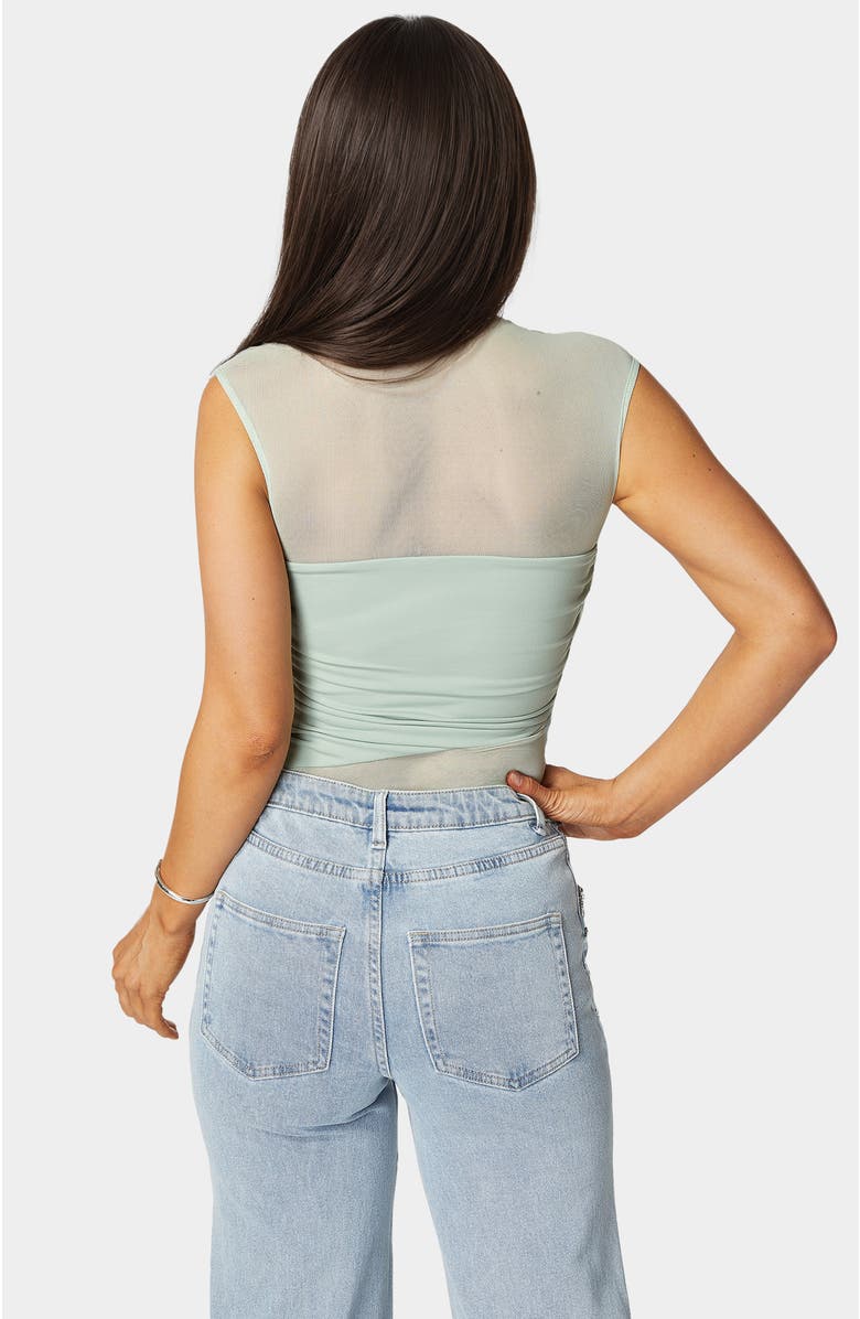 bebe Draped Knit Bodysuit, Alternate, color, 