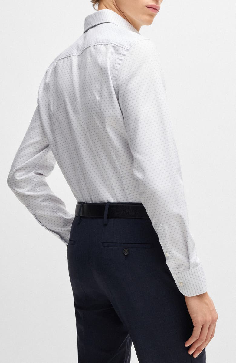 BOSS Hank Slim Fit Neat Cotton Dobby Dress Shirt, Alternate, color, White