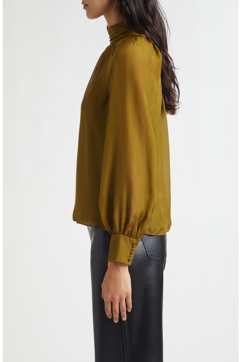 Alyssa Silk Top, Alternate, color, MOSS