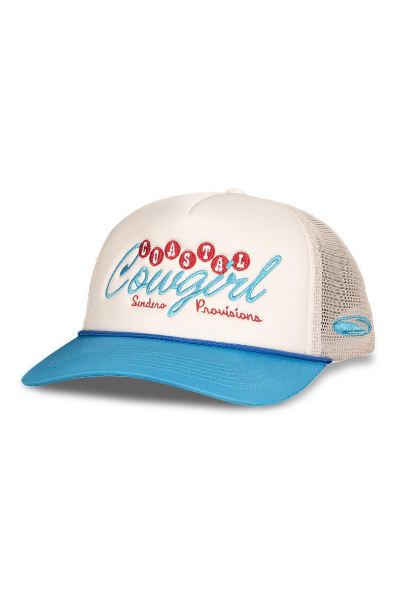 Coastal Cowgirl Trucker Hat, Alternate, color, WHITE / BLUE