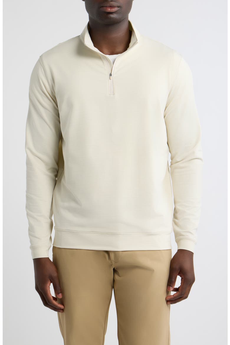 Perth Stripe Quarter Zip Performance Pullover, Main, color, STONE