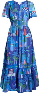 SUGARLIPS Punta Alta Ordy Smocked Midi Dress