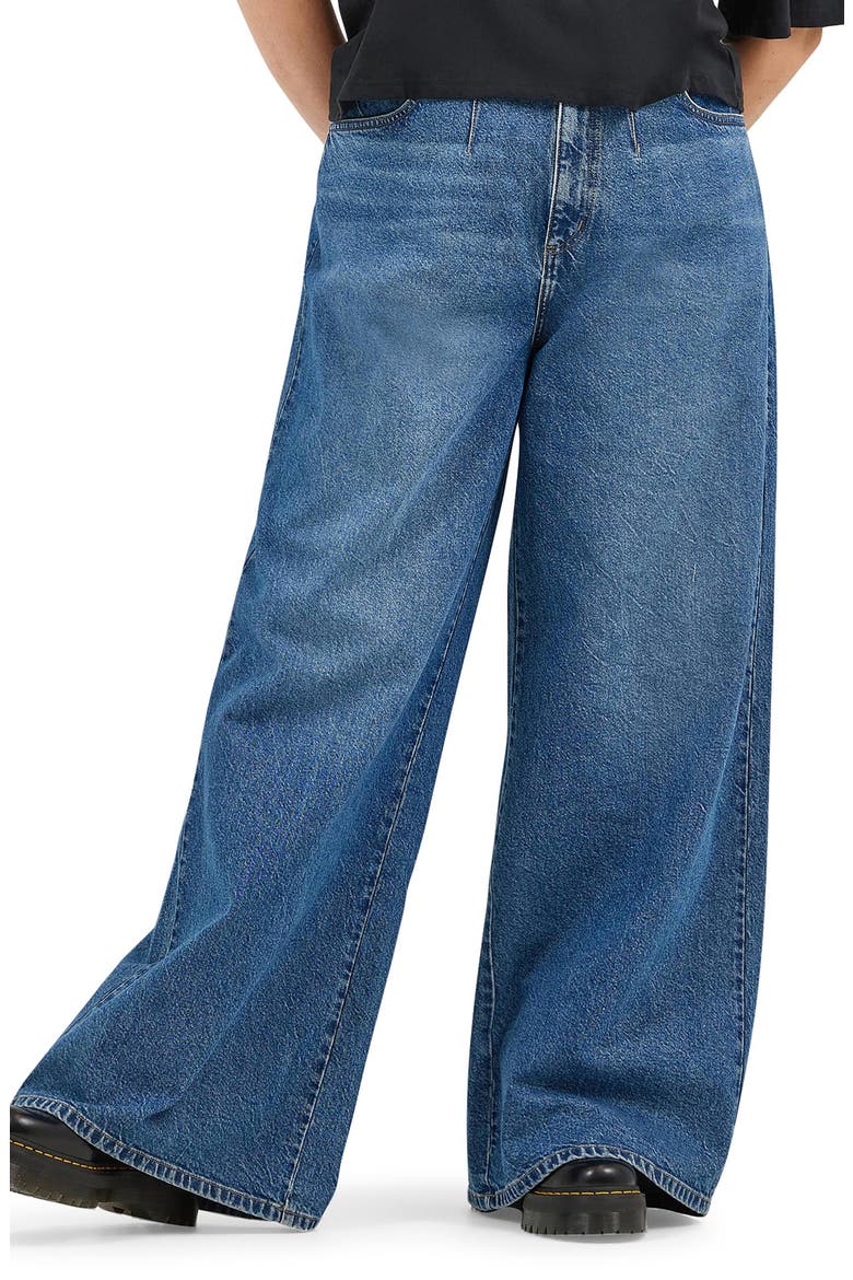 High Waist Pleated Wide Leg Jeans, Alternate, color, MID CHAPTER