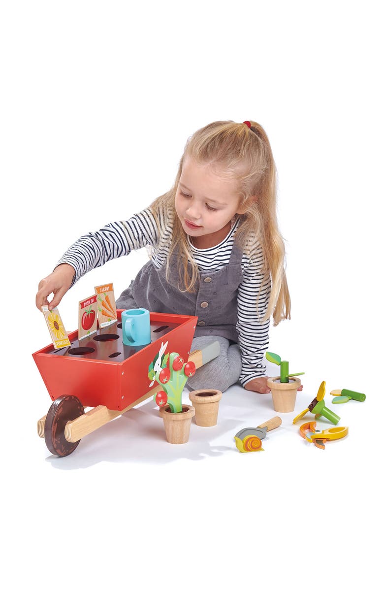 Tender Leaf Toys Garden Wheelbarrow Playset, Alternate, color, Red