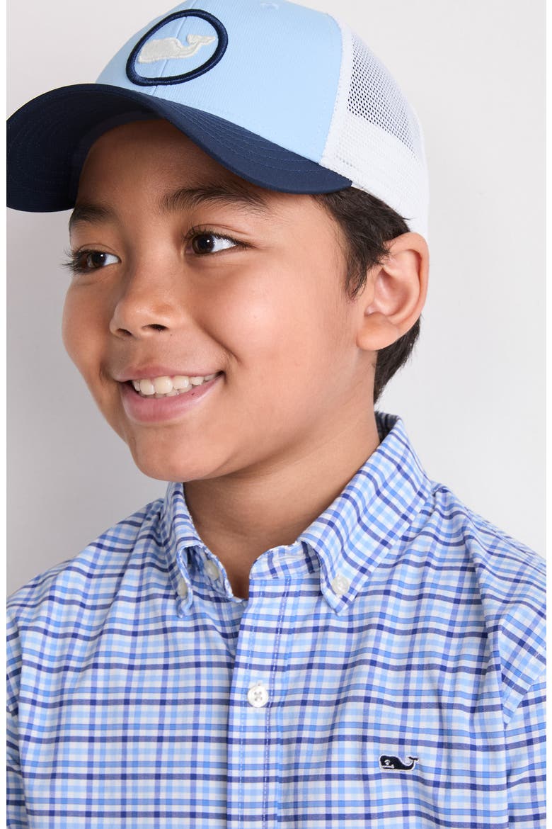 Whale Dot Performance Trucker Hat, Alternate, color, NAUTICAL NAVY