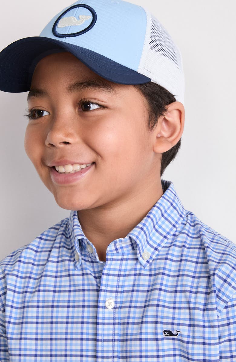 vineyard vines Whale Dot Performance Trucker Hat, Alternate, color, Nautical Navy