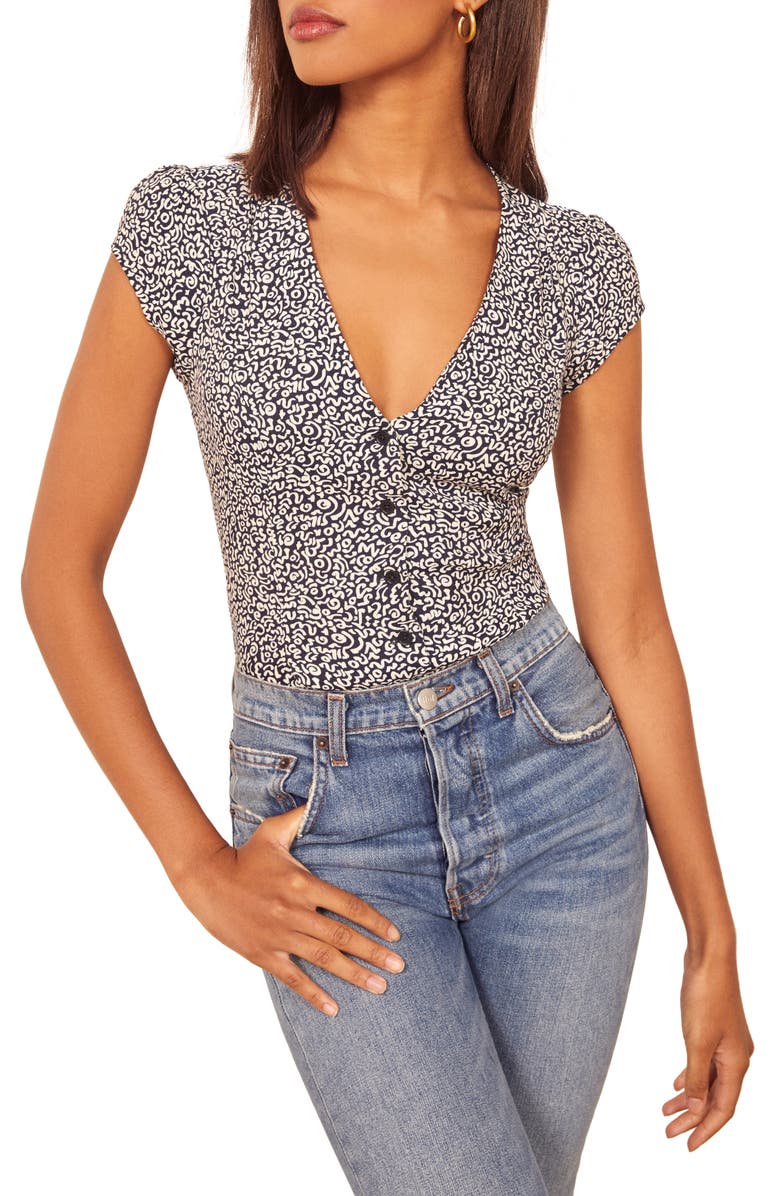 Reformation Bella Button-Up Blouse, Main, color, 