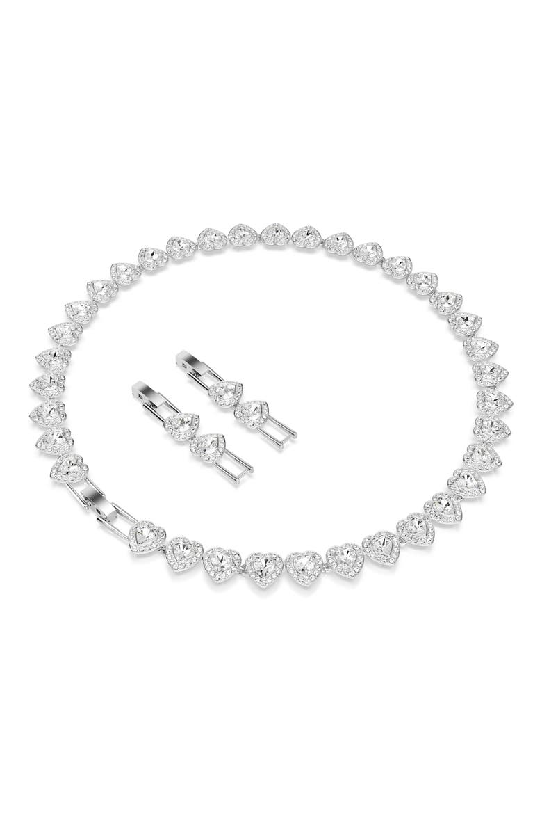 x Ariana Grande Angelic Crystal Heart Halo Collar Necklace, Alternate, color, WHITE/ SILVER