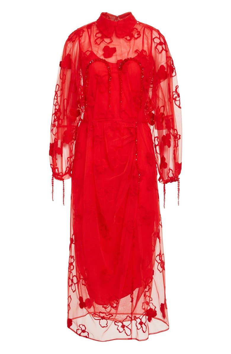 Simone Rocha 'Spooky' Floral Embroidered Dress, Alternate, color, 