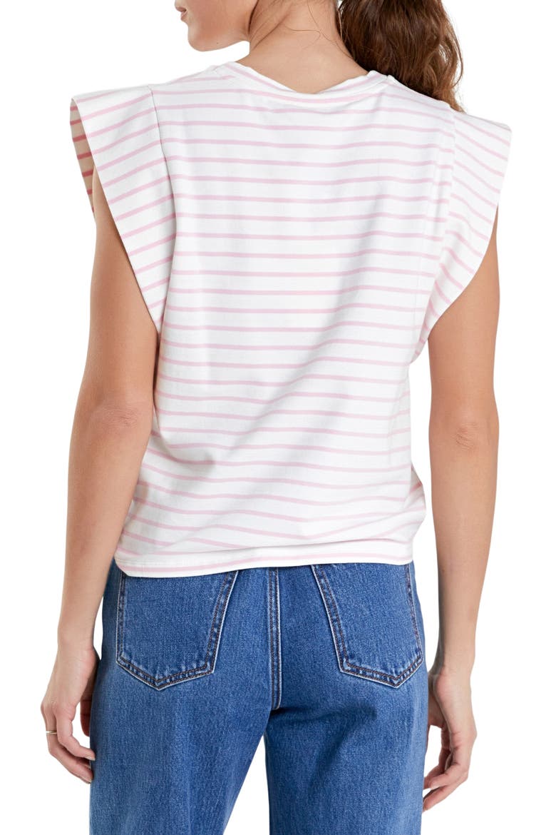 Stripe Extended Shoulder T-Shirt, Alternate, color, WHITE/ PINK