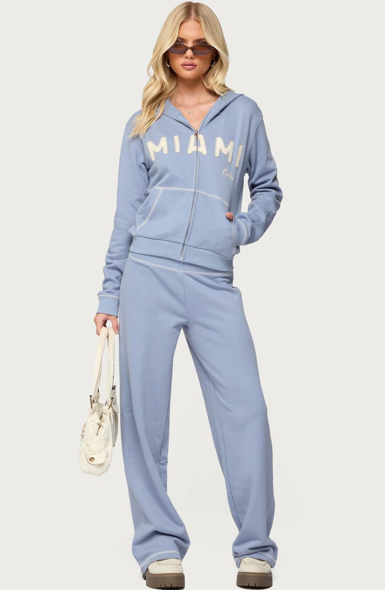 EDIKTED Miami Babe Cotton Sweatpants, Alternate, color, Blue