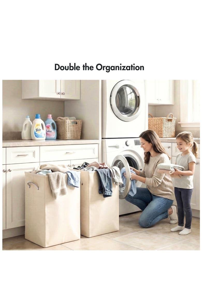 2-Pack Foldable Laundry Bins, Alternate, color, NATURAL BEIGE