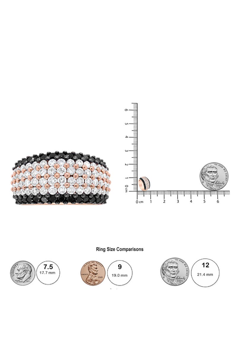 18K Rose Gold 2 1/5 Cttw Black and White Diamond 6 Row Band Ring, Alternate, color, Pink