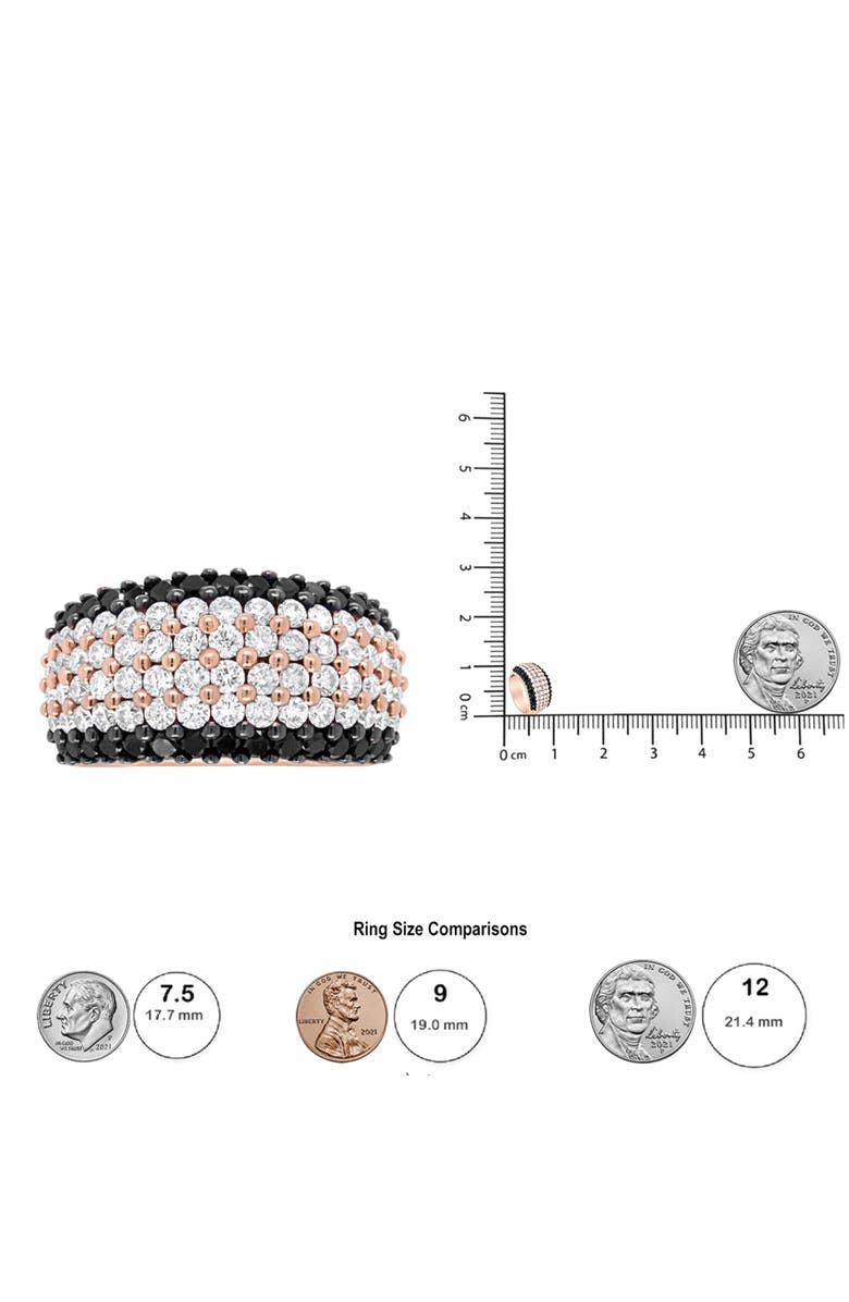 Haus of Brilliance 18K Rose Gold 2 1/5 Cttw Black and White Diamond 6 Row Band Ring, Alternate, color, Pink
