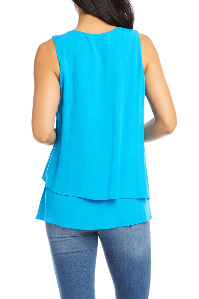 V-Neck Layered Asymmetrical Tank, Alternate, color, AQUA