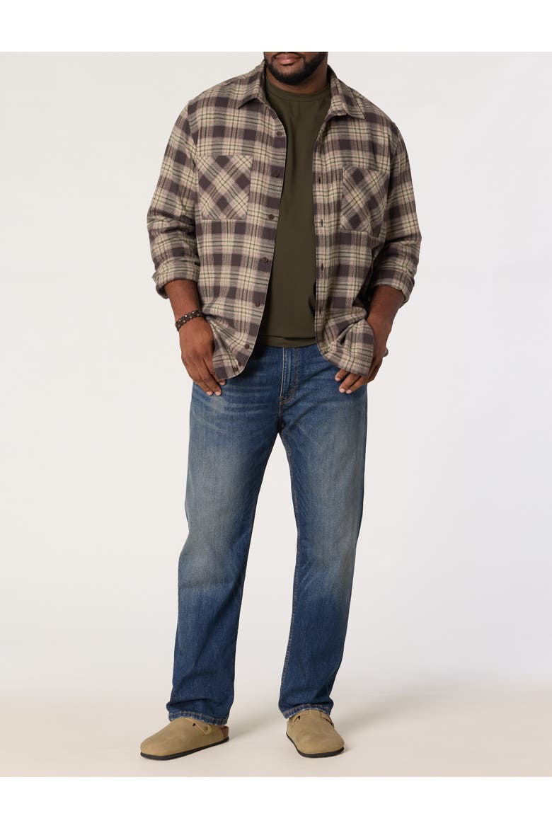 Big & Tall Plaid Flannel Sport Shirt, Alternate, color, COFFEE