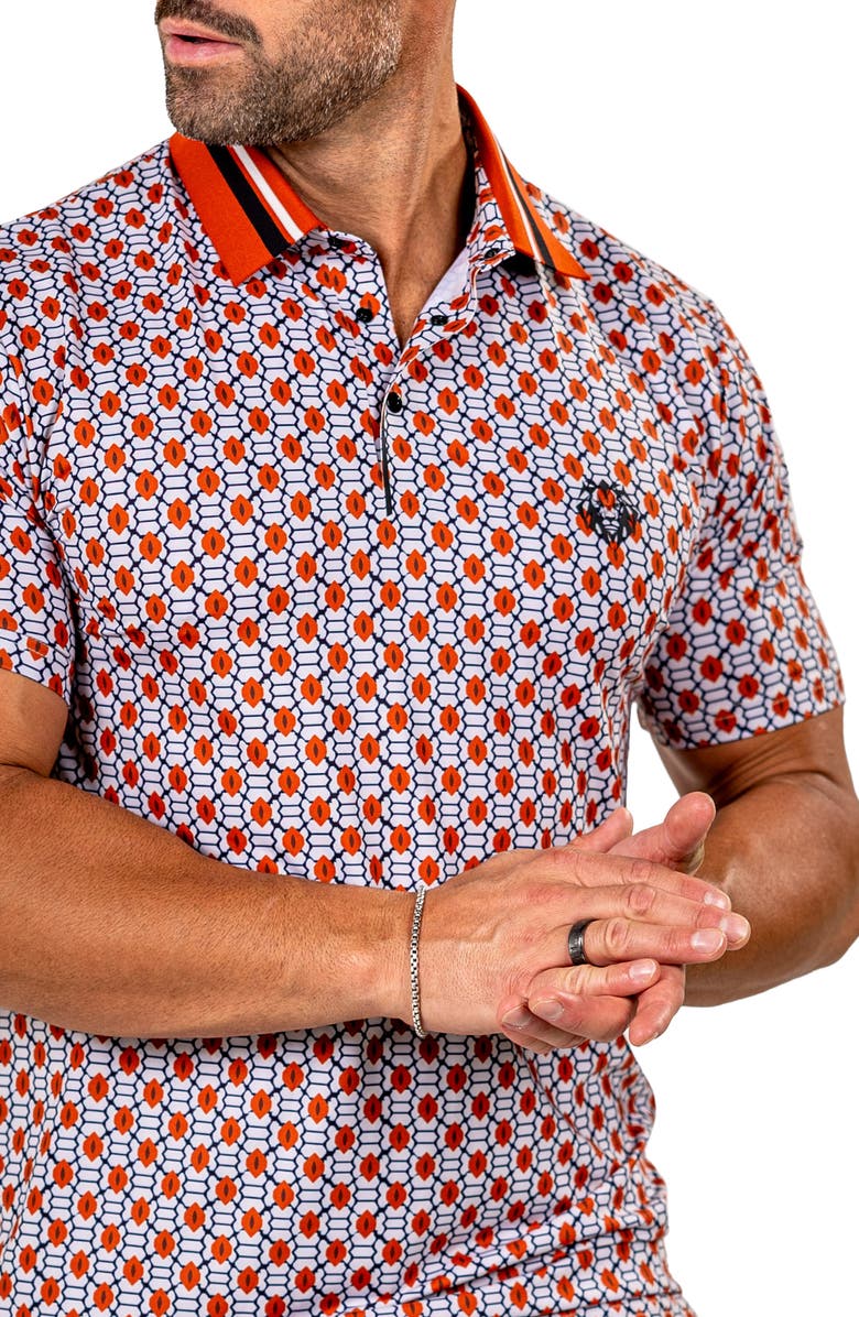 Maceoo Marthyr0027 Red Geo Print Golf Polo, Alternate, color, 
