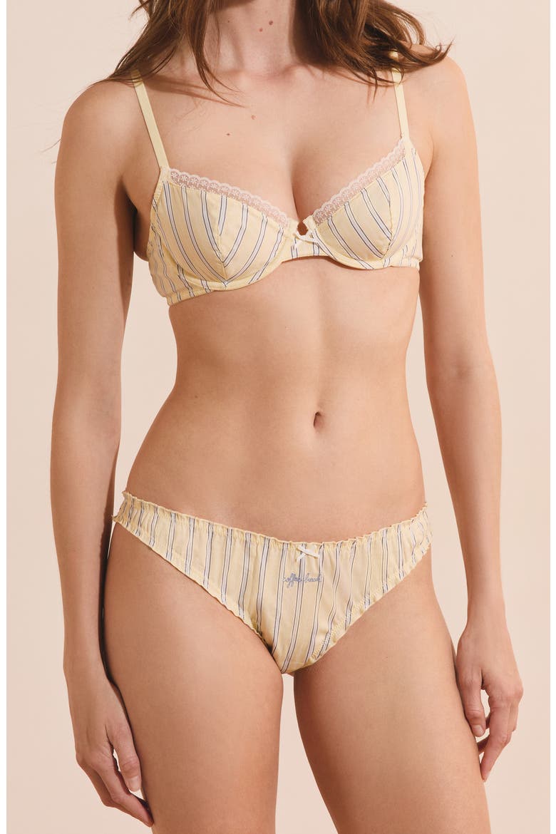 Benicio Striped Cotton Brazilian Panties, Alternate, color, VANILLE