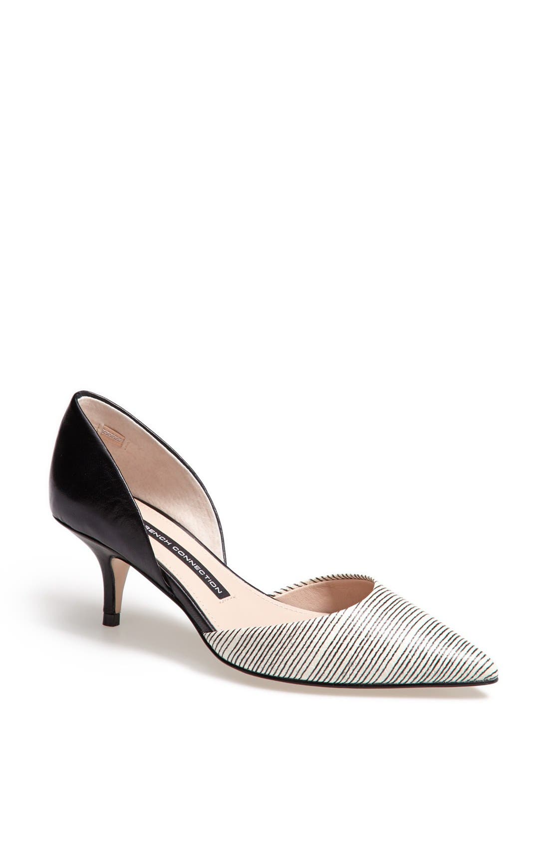 'Effie' Pointy Toe d'Orsay Pump, Main, color, BLACK/ WHITE