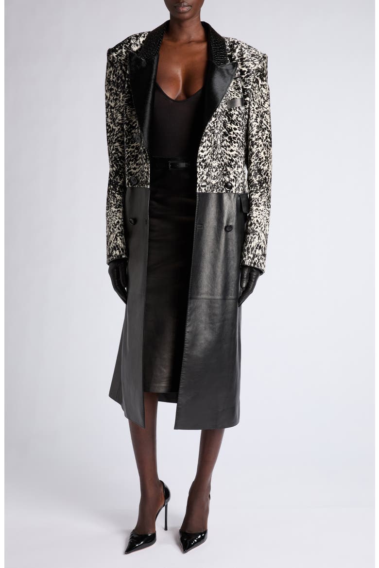Guanteria Lambskin Leather Pencil Skirt, Alternate, color, BLACK