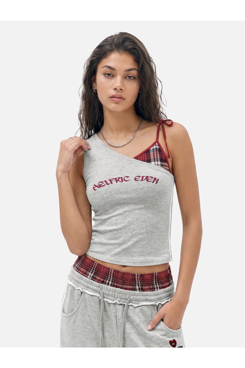 Asymmetric Tie Strap Tank Top, Main, color, Grey