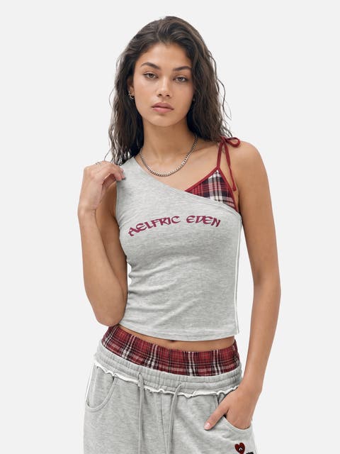 Asymmetric Tie Strap Tank Top