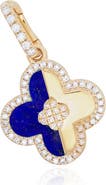 The Lovery Fine Jewelry Lapis and Gold Diamond Clover Charm