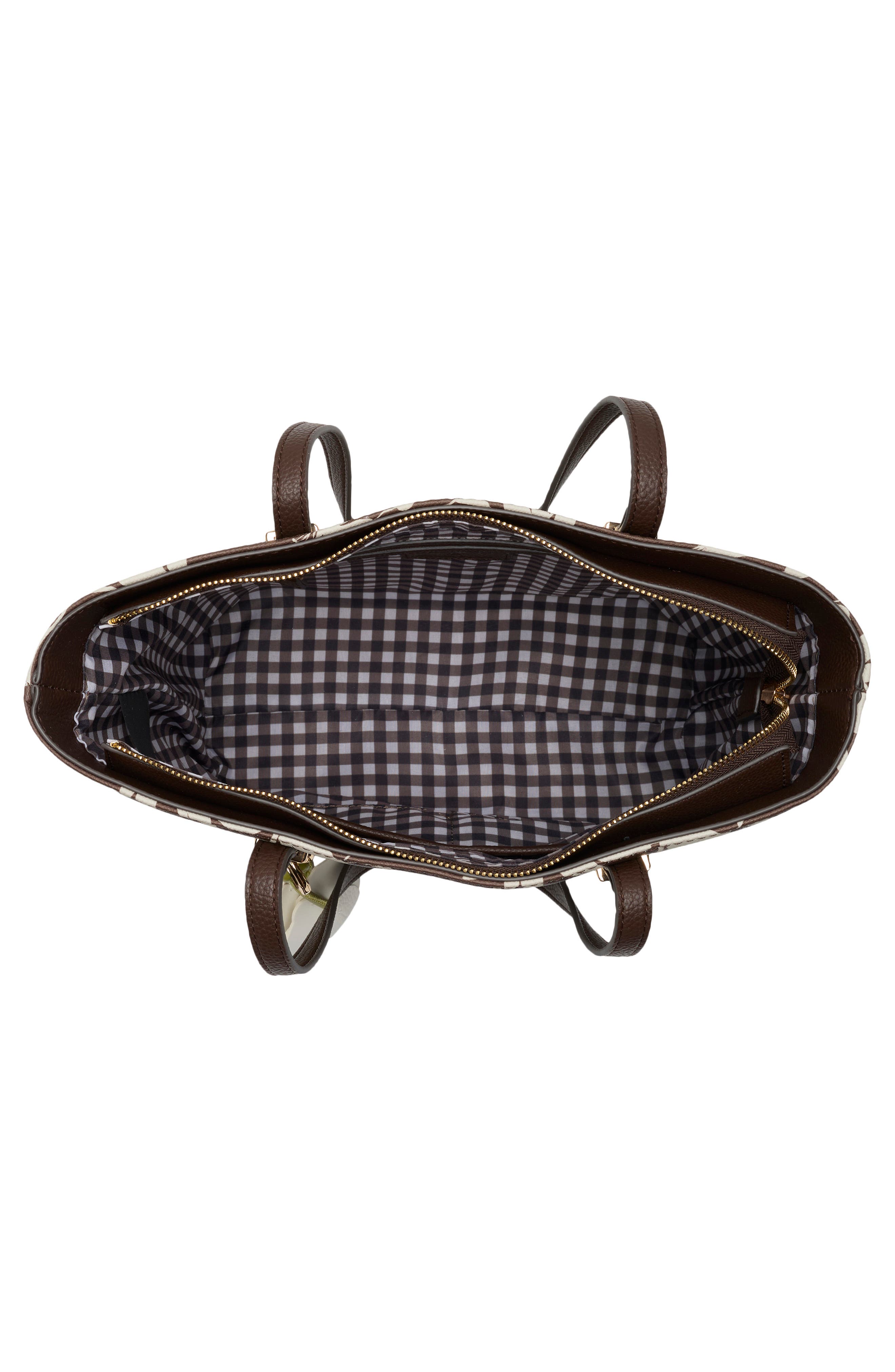 Nanette Lepore Faux Leather Tote with Removable Pouch, Alternate, color, Maple Fleur-Maple Gingham