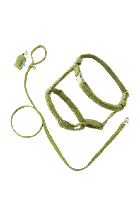 Teddy Bouclé Adjustable H Harness and Leash Walk Set with Poop Bag Pouch