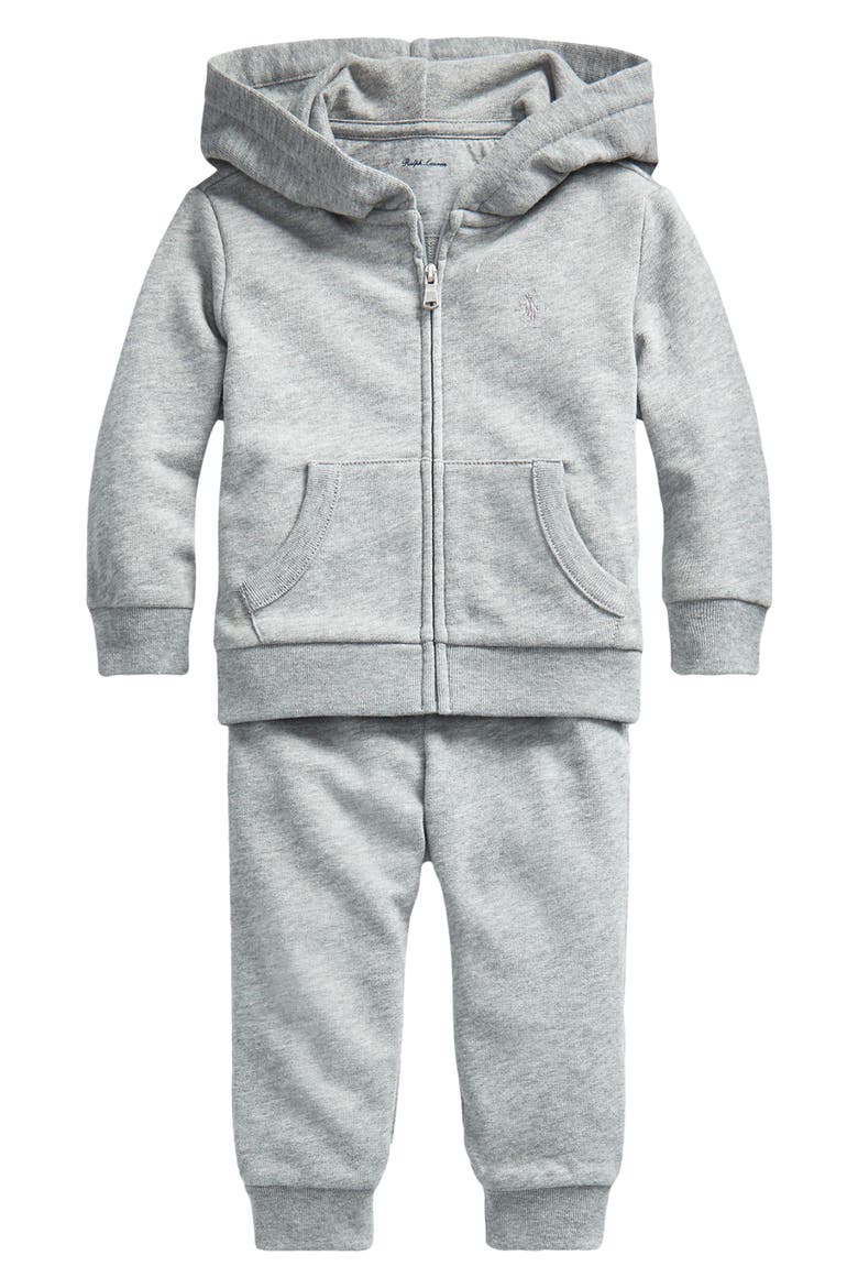 Atlantic French Terry Full Zip Hoodie & Joggers Set, Main, color, LIGHT GREY HEATHER