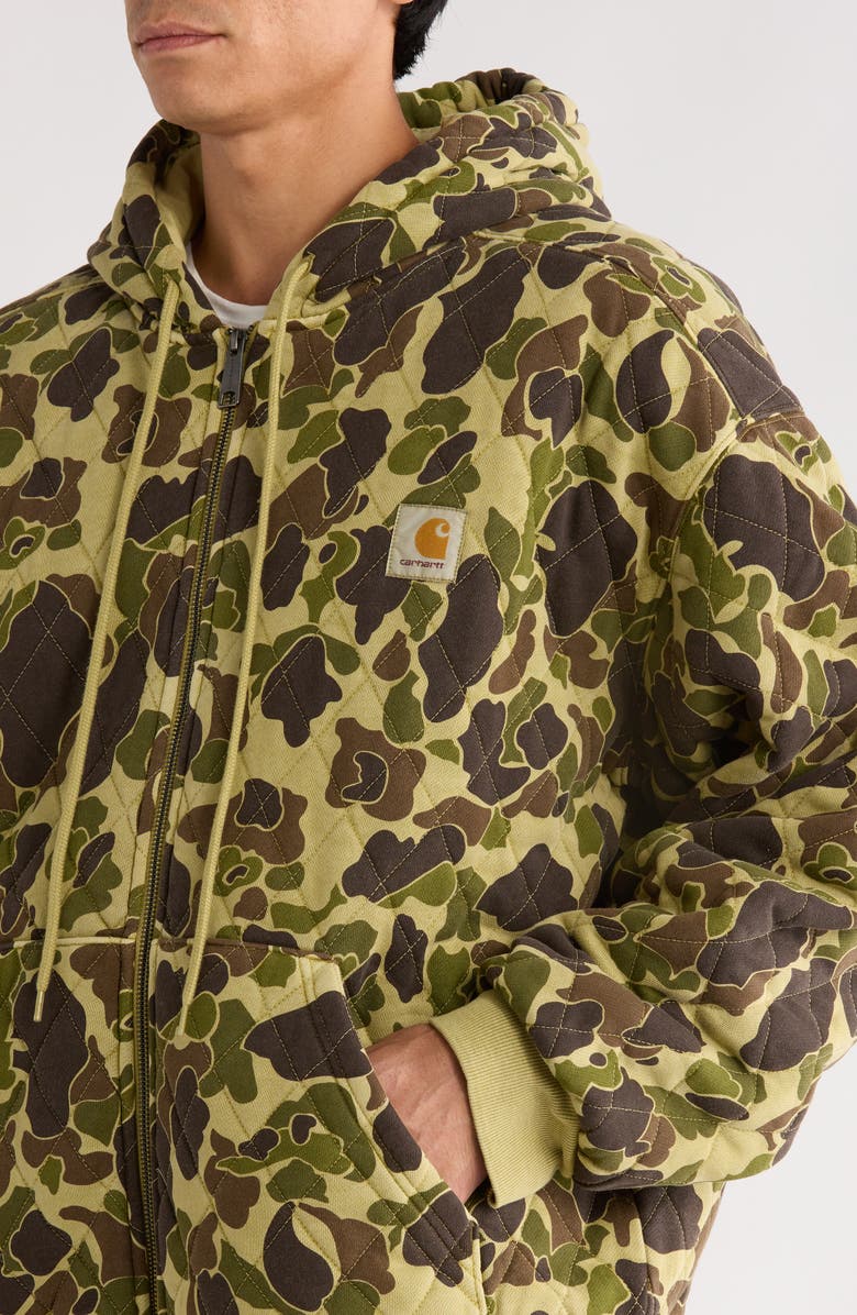 Carhartt Work In Progress Vista Quilted Hooded Jacket, Alternate, color, Camo Duck Green Garment Dyed