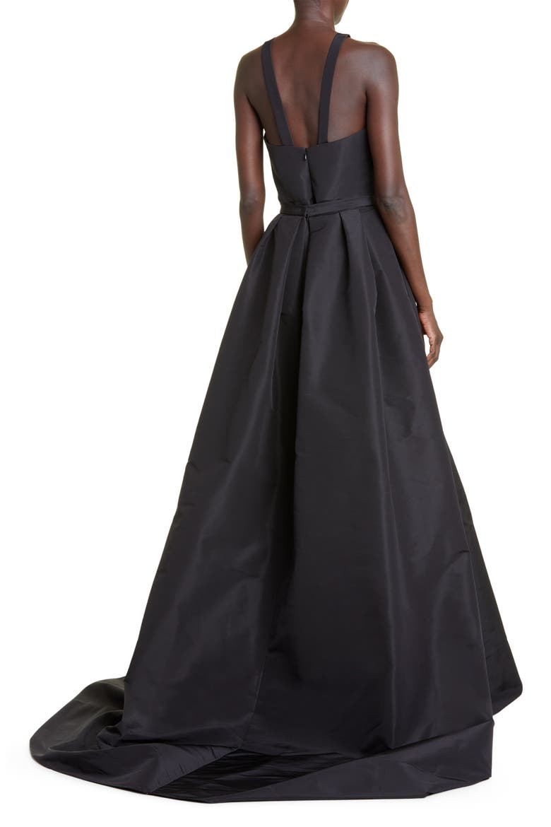 Plunge Neck Gown with Removable Overskirt, Alternate, color, BLACK