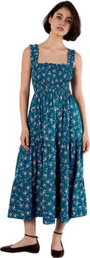 Apricot Orchid Smock Tiered Midi Dress