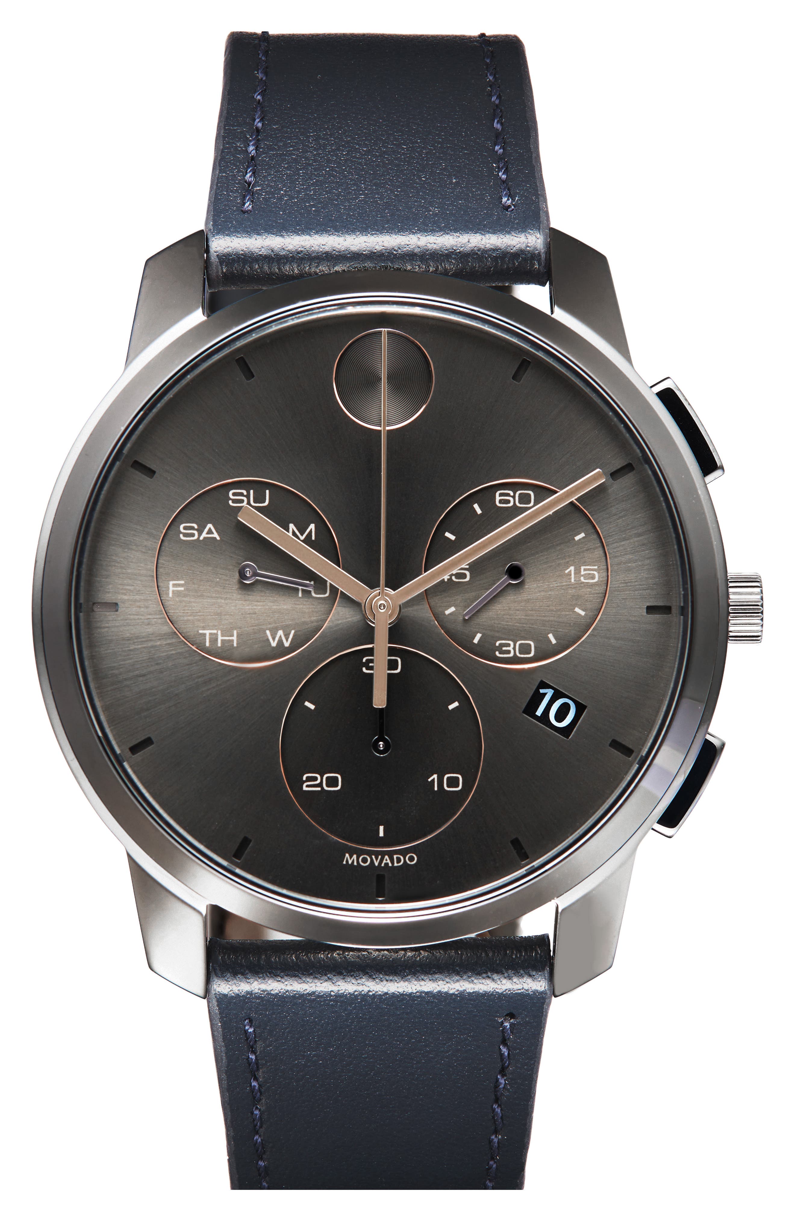 Movado Bold Chronograph Leather Strap Watch, 42mm