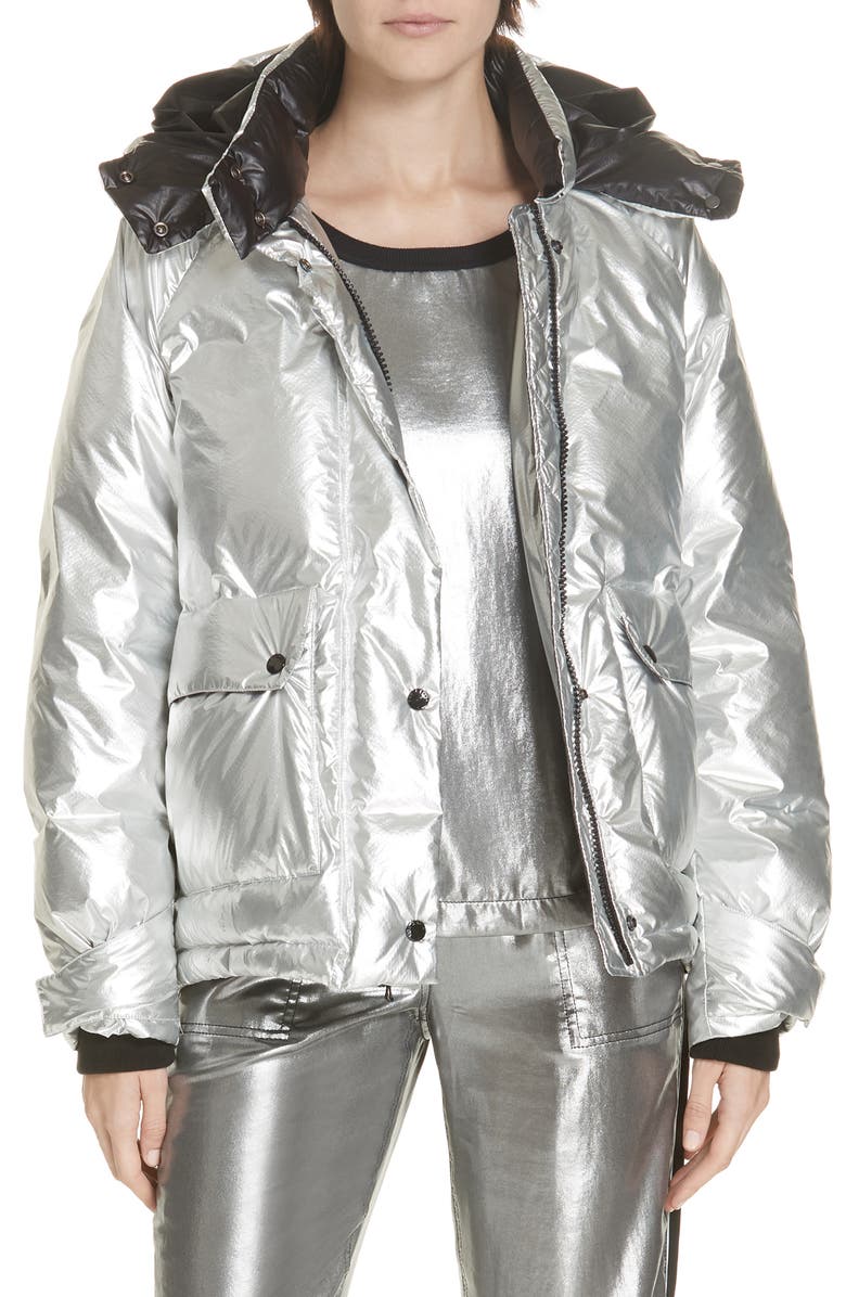 rag & bone Aiden Side Stripe Metallic Puffer Coat, Main, color, 