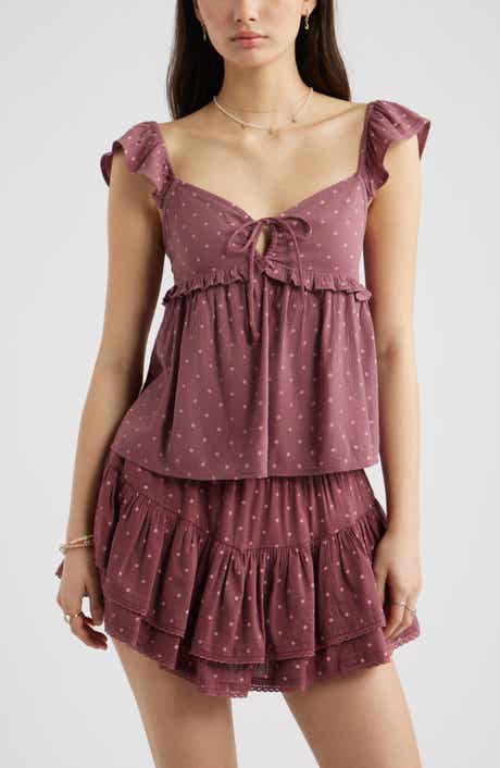 Tie Front Flutter Sleeve Babydoll Top