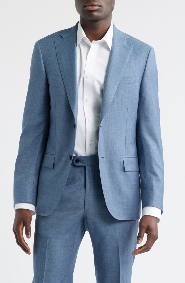 Heritage Gold Textured Light Blue Wool Suit, Alternate, color, Blue