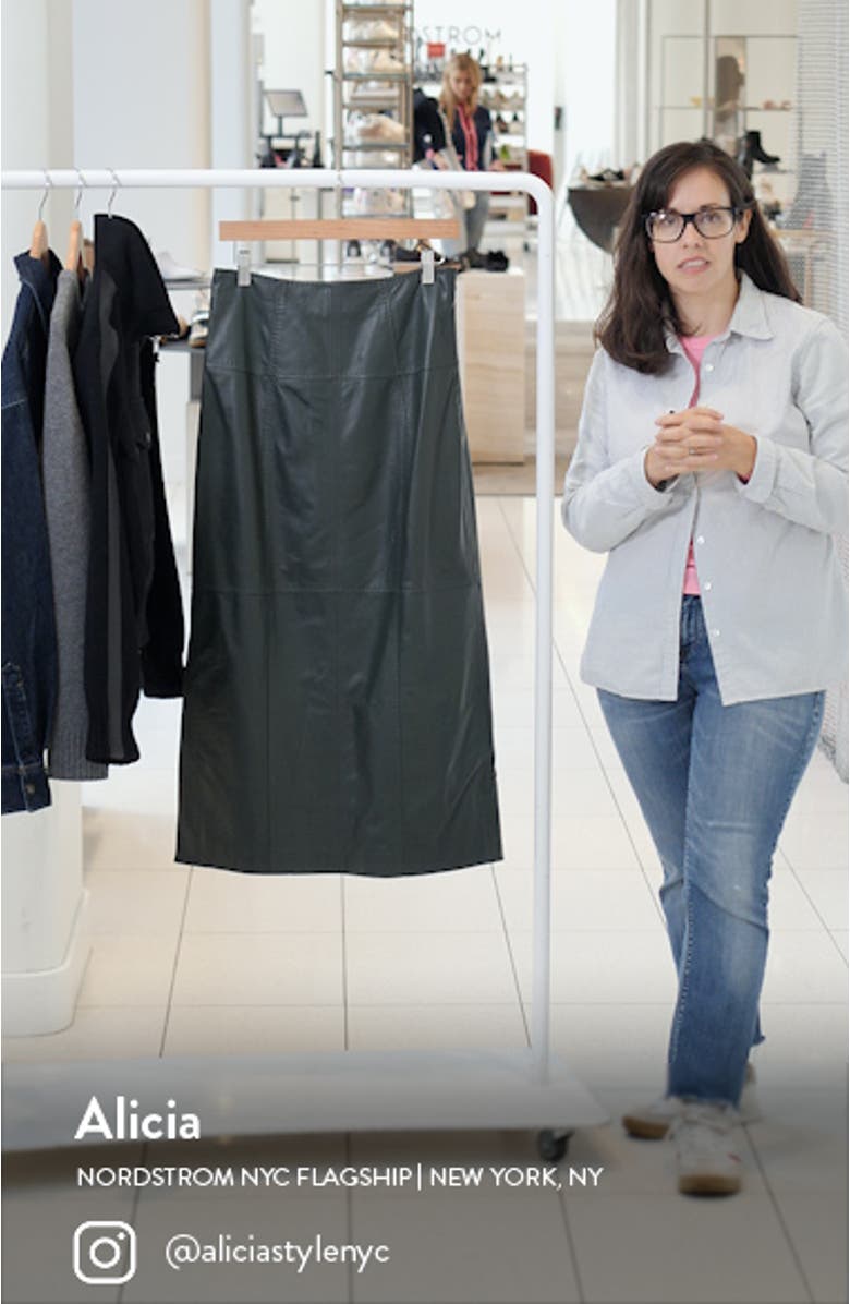 Enid Pickstitched Leather Skirt, sales video thumbnail
