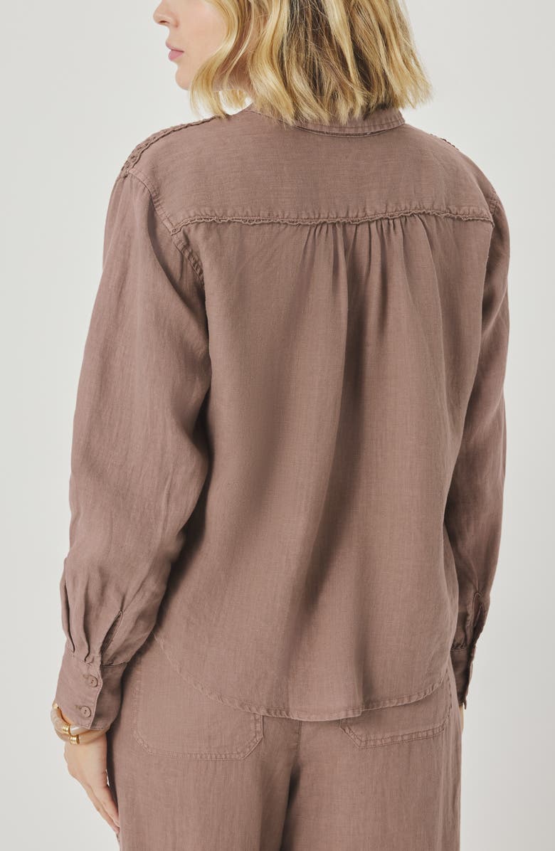 Splendid Stella Linen Button Down Shirt, Alternate, color, Wicker Beige