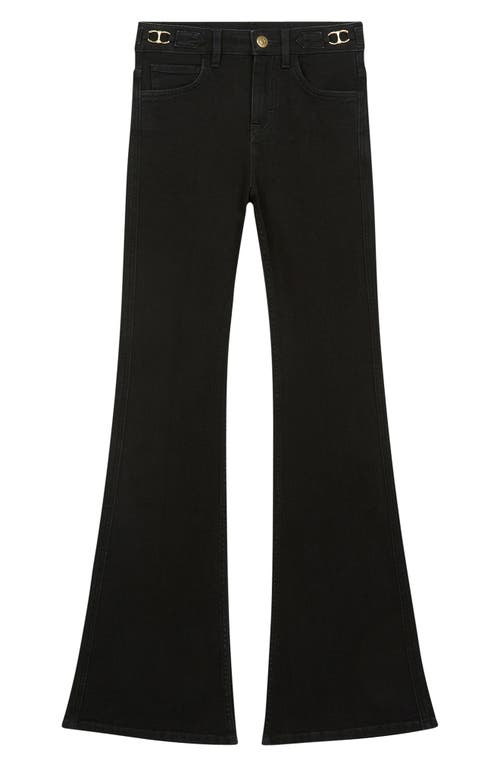 Maje Pramo Buckle Detail Flare Leg Jeans In Black