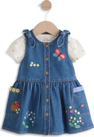 NEXT Embroidered Denim Dress & Strawberry Bodysuit Set