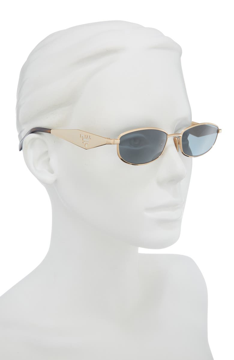 Prada 55mm Oval Sunglasses, Alternate, color, Gold / Dark Grey