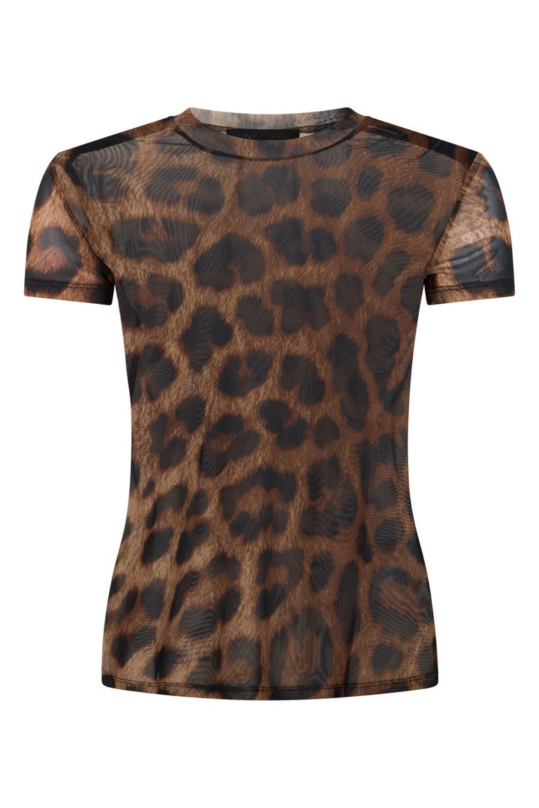 Tulle Sexy Pure Fit T-Shirt Leopard Women, Main, color, leopard