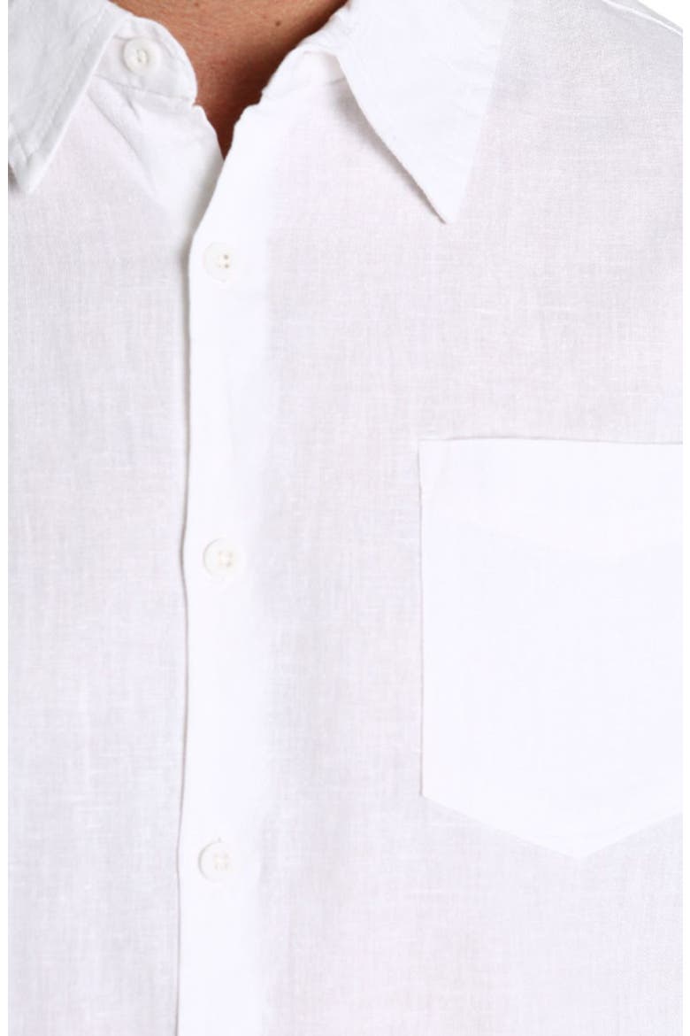 Solid Short Sleeve Cotton & Linen Button-Up Shirt, Alternate, color, WHITE