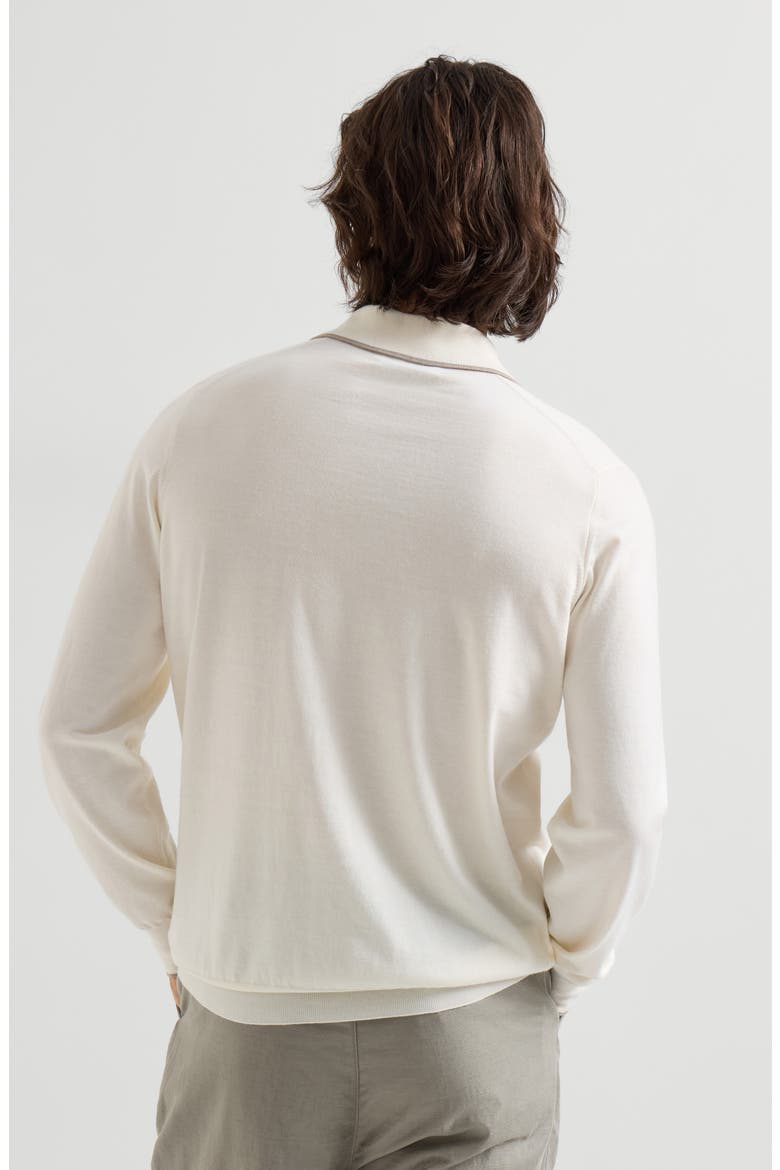 Cotton and cashmere knit polo, Alternate, color, Panama